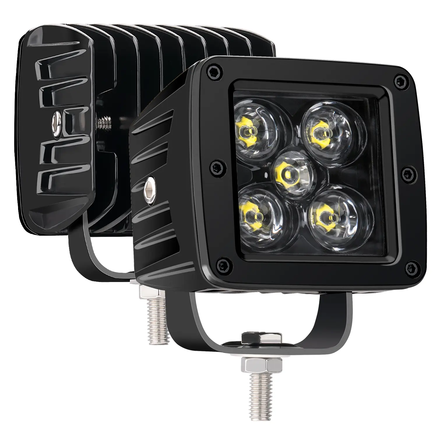 JIEPENG 2PCS Cube Shape 3in 100W CREE LED Lights - Aluminum High Intensity Adjustable Spot Beam, 10000 Lumens, IP68 Rated Long-Range Off-Road Drive Trucks Work Lights