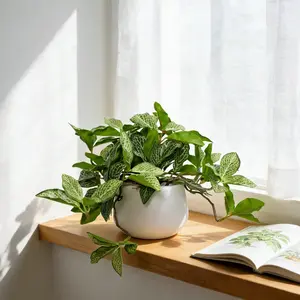 1pc Artificial Nerve Plant in White Pot - 18cm Fake Hanging Trailing Greenery - No Maintenance Tabletop Decor for Living Room, Bathroom, Office -  Housewarming Gift - Artificial Faux Plants