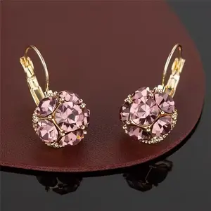 Women's Non-Natural Light Amethyst Round Crystal Earrings - Trendy, Unique Elegant Jewelry Accessories