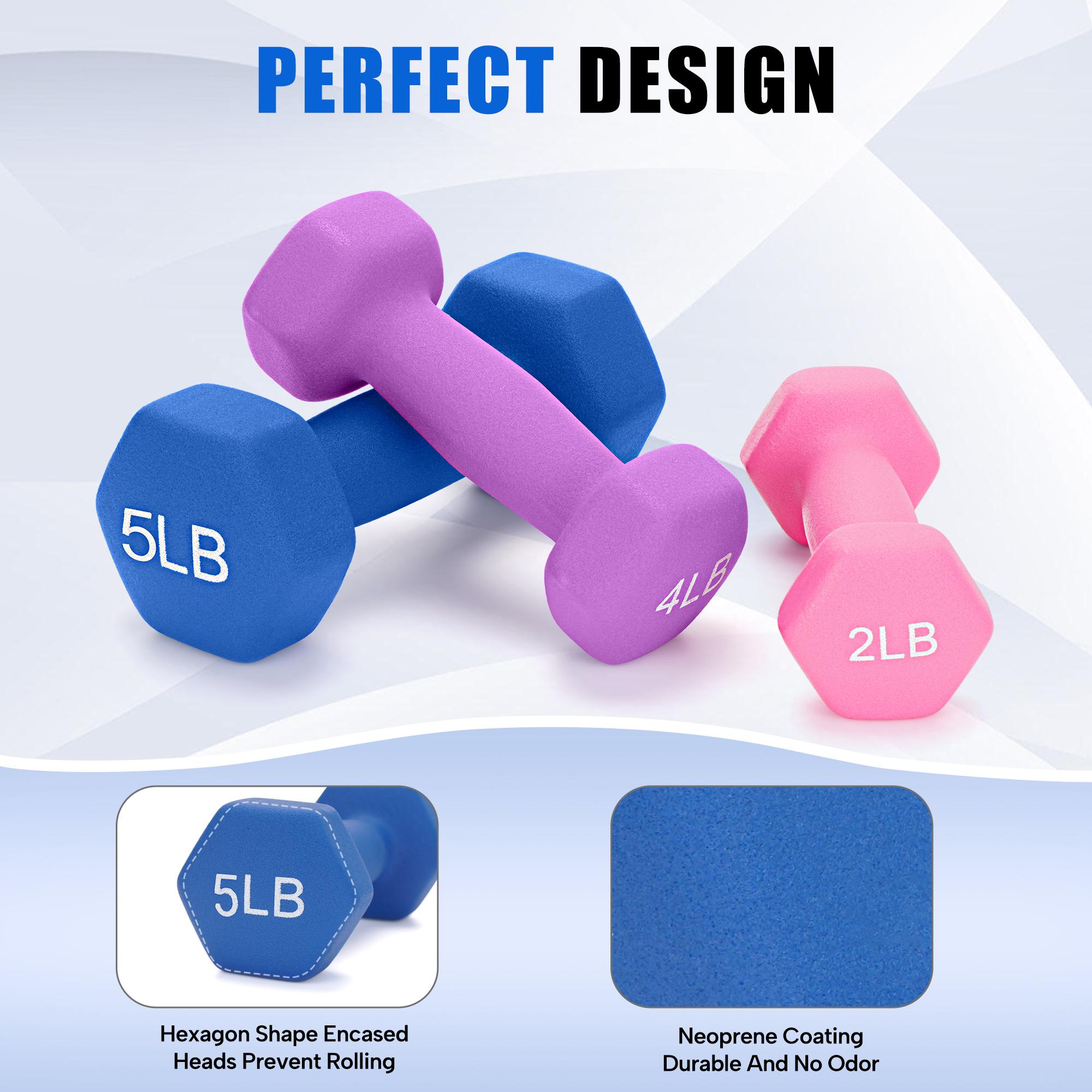 22LB Neoprene Dumbbell Set (6PCS) | Perfect for Home Fitness & Gifting