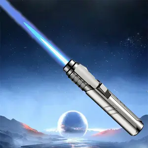 Refillable Butane Torch Lighter, Windproof Jet Flame with Safety Lock, Multi-Purpose Portable Blow Torch (Butane-Free)