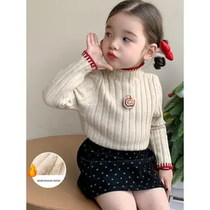 Girls' Thickened Turtleneck Sweater - Slim Fit Winter Warm Base Layer, Cute Solid Color Sweaters for Uniforms & Layering, Hand Washable Cold Weather Sweating Less for (for easy Outfits)