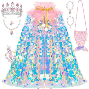 7 pieces girls mermaid dress up set, girls clothing accessory set, for mermaid themed birthday parties