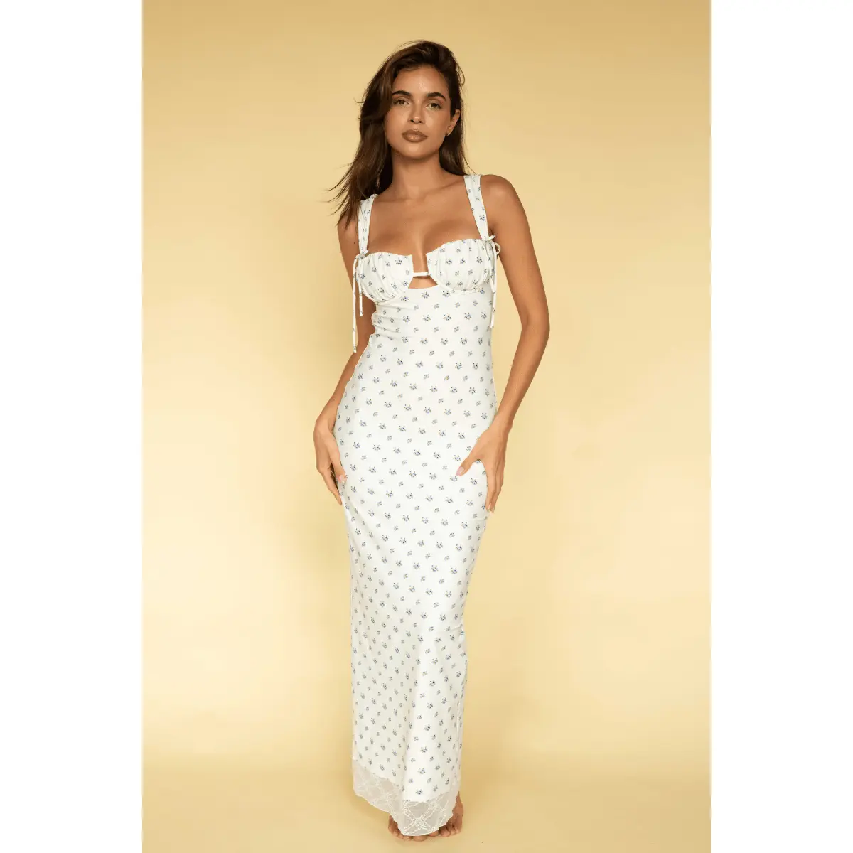 Heidi Floral Petal Long Slip Dress