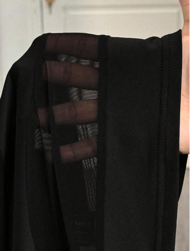 BamGleam Black Off-Shoulder Patchwork Long-Sleeved Sexy T-Shirt In English