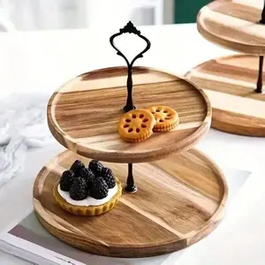 Modern Wooden Cake Stand, Decorative Two-Tier Cupcake Holder, Ideal for Parties & Events, Kitchen Counter Display Rack, Birthday Party Cake Holder, Cupcake Stands