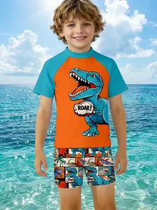 Trendy Kids Swimwear Set, Boys' Loose Fit Shorts & Top, Perfect Summer Beach Wear, Ideal Birthday Gift, Festive Choice, Swimwear Outfits, Swimwear Clothes, Swimsuit Sets, Swimsuit!