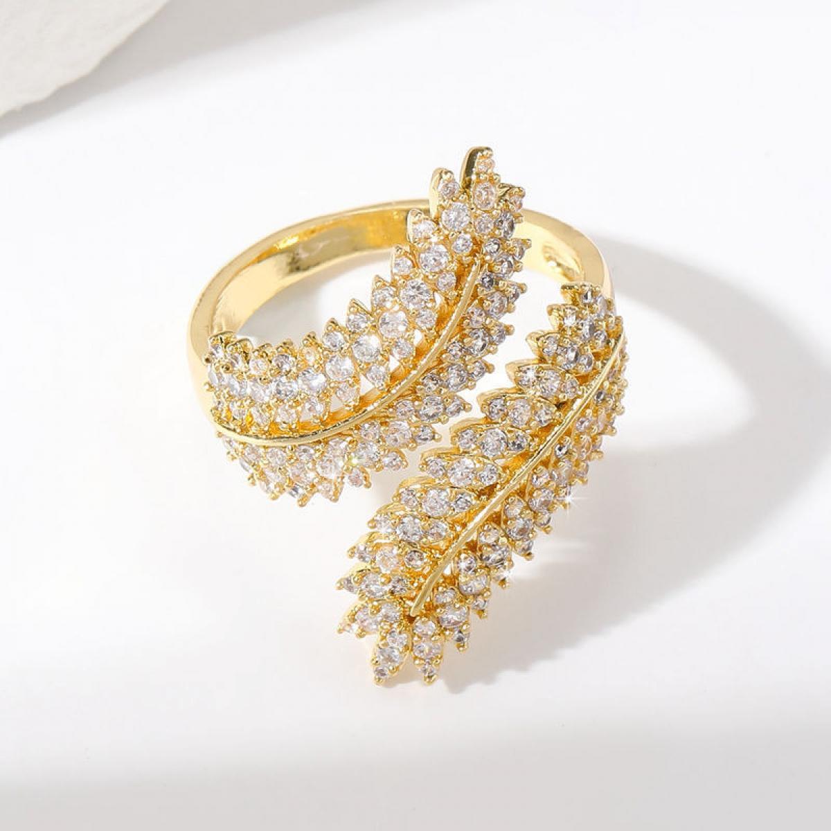 Elegant Feather-Inspired Wrap Ring, Premium Craftsmanship Sparkling Finger Ring, Dainty Everyday Wear Jewelry for Women, Thoughtful Gift for Mom Girlfriend Wife, Versatile Layering Accessory