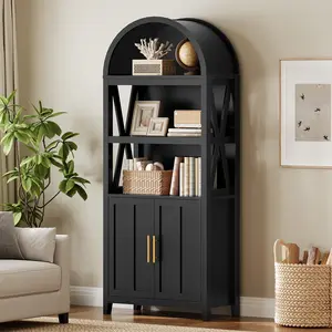 HOOBRO Arched Bookcase, Modern Farmhouse Cabinet with Adjustable Shelf and Open Shelves, 70.9-Inch Tall Storage Shelf for Living Room, Dining Room, Office, Bedroom#SpringSale #BigSpringSale