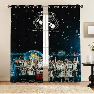 Real Madrid CF Blackout Curtains 2 Panels Set, Multiple Designs (Team Legends, Ronaldo, Mbappé & Champions), Room Darkening Window Drapes for Bedroom, Living Room & Fan Cave, Soccer Fan Decor
