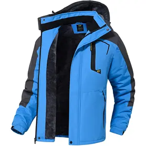 Jurunfeng Men's Waterproof Ski Jacket Warm Winter Snow Coat Mountain Windbreaker Hooded Raincoat with Adjustable Drawstring & Velcro Cuffs