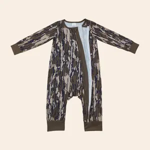 UWH Baby Boy Winter Romper Camo Zip Romper Newborn Baby Onesie Clothing