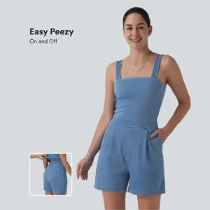 Halara Flex™ Denim Square Neck Sleeveless Casual Romper with Pockets-Easy Peezy