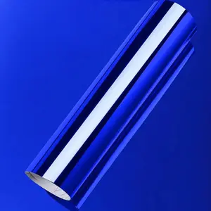 Premium Mirror Chrome Blue Stretchable Flexible Vinyl Wrap Film With Air Release Self Adhesive DIY Car Motorcycle Sticker Car Decal Decal For Cars