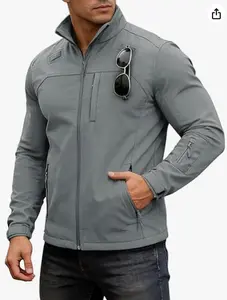 Men's Lightweight Softshell Jacket Fleece Lined Waterproof Windbreaker Tactical Jackets for Outdoor Hiking