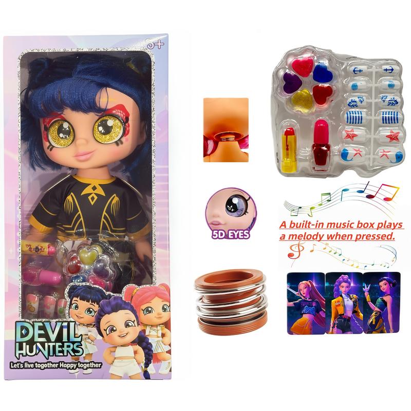 Devil Hunters 5D Doll with Big Glass Eyes & Shakeable Head RUMI MIRA & ZOEY Figurine Toy Collectible Kpop Idol Figure Cute Character Doll Alternative for Kids and Fans Gift