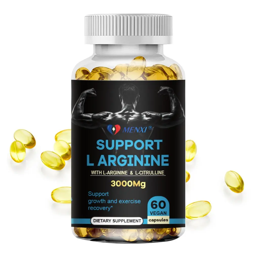 L-Arginine 3000 mg Nitric Oxide Support Capsules for Energy, Exercise Performance & Daily Vitality, 60 Capsules