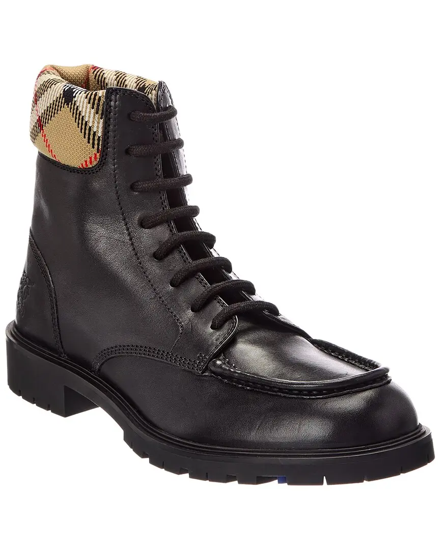 Burberry Check Leather Boot Leather Boot