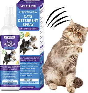 WEALLIN Cat Repellent Spray, 6.76 FL Oz Natural Formula,Protects Furniture & Aids Training, Alcohol-Free & Gentle- For Kittens & All age - For Home & Outdoor