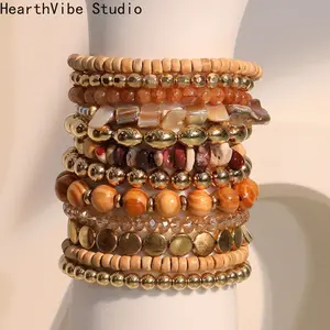 2026 Boho Style Beaded Bracelet Set, Fashion Handmade Beaded Bracelet for Women & Girls, Casual Trendy Accessories for Party, Daily Clothing Decor, Bohemian Bracelets