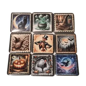 Halloween Magnets Set of 9 High-Quality Decorative Refrigerator Magnets 2x2 Inches Personal Touch Kitchen Decor Gift Photo Unique Halloween Designs
