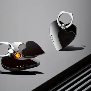 Multifunctional USB Rechargeable Windproof Electronic Lighter with Phone Ring Charger, Zinc Alloy Portable Camping Hiking Travel Lighter, Perfect Valentine's Day Gift for Men & Women