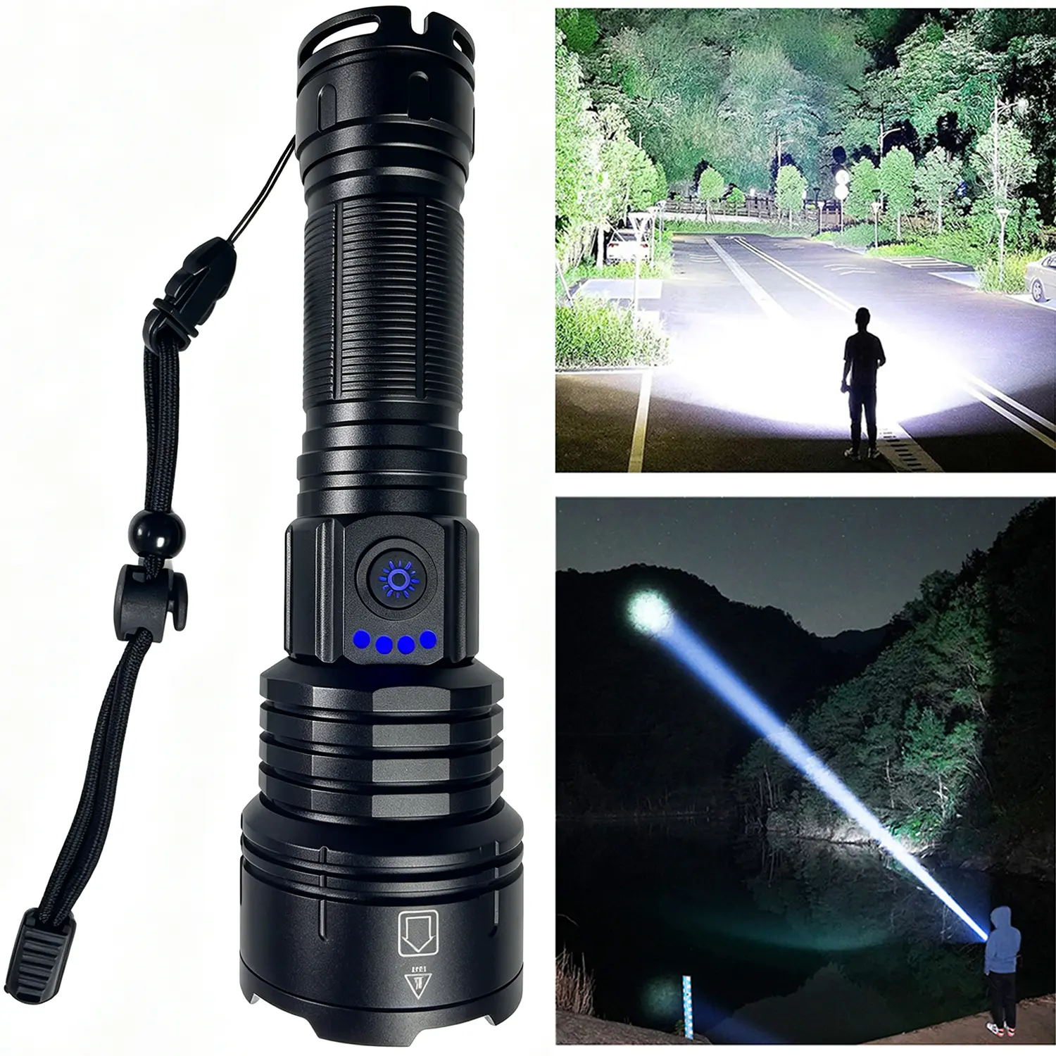 Flashlight 10000 High Lumens Rechargeable Super Bright LED Flash Light, 5000ft Beam, 12H Long Lasting, USB C+A Charging, High Powered, for Home, Camping, Hiking, Emergency, Gift