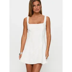 You Can Embroidered Mini Dress White