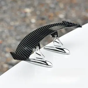 Car Rear Wing Modification Universal Carbon Fiber Texture Mini Tail Wing, No Drilling Creative Decorative Sticker, Electric Bike Motorcycle Tail Wing, Car Accessories
