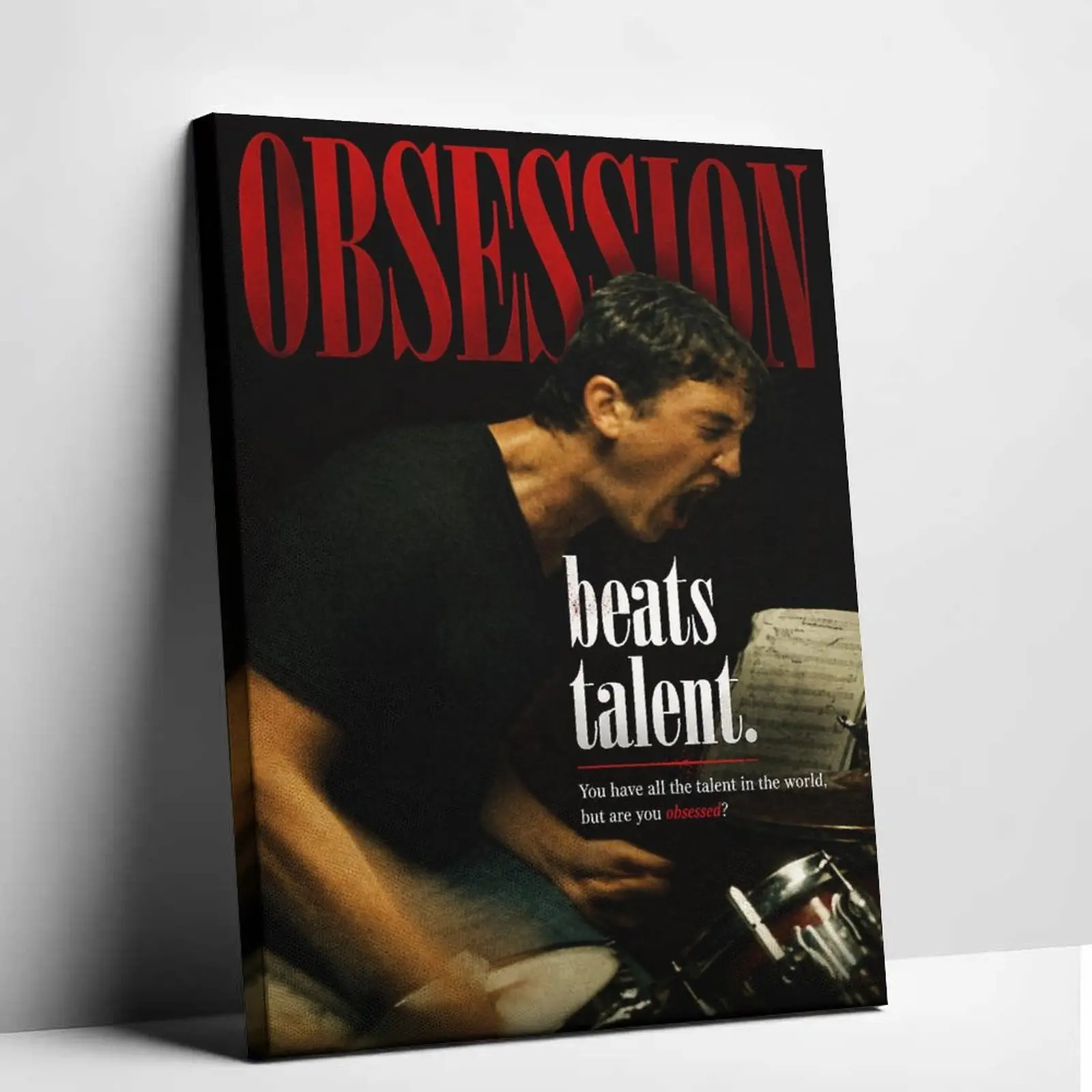 Whiplash Obsession Beats Talent Poster Classic Movie Aesthetic Canvas Wall Art Painting Music Drummer Vintage Wall Decor Inspiring Room Decoration Cozy Apartment Home Art Prints Fan Gift