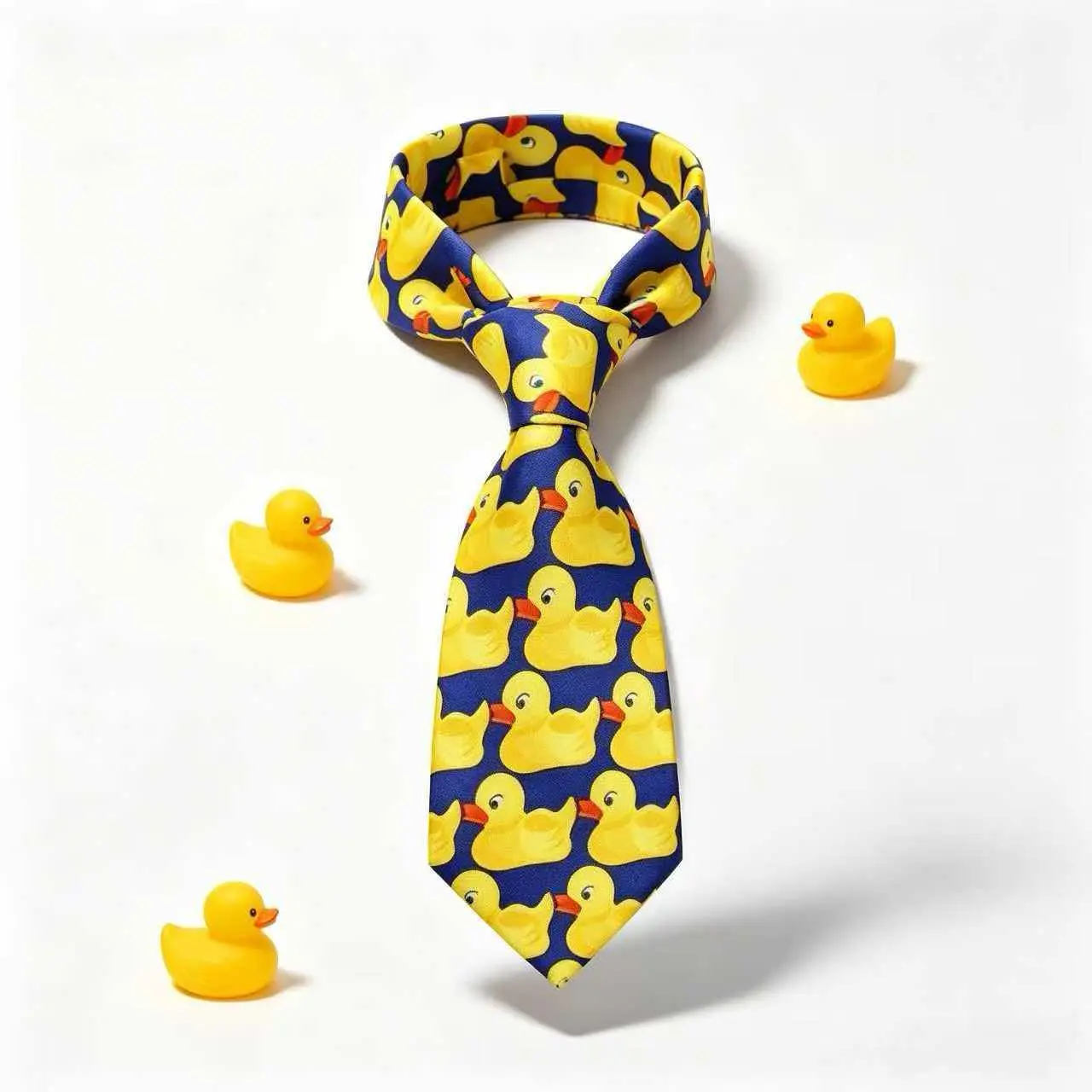 Rubber Duck Necktie, Funny Yellow Rubber Duck Print Neck Tie for Men Women, Novelty Cartoon Animal Tie, Business Party Costume Accessory, Unique Funny Gag Gift for Boyfriend Husband Dad