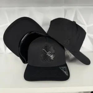 Clover lucky SnapBack hat- black/white lucky