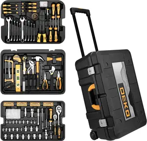 DEKO 258 Tool Kit With Rolling Toolbox Socket Wrench Set
