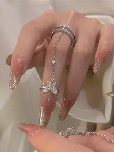 Fashion Butterfly Design Finger Ring, Rhinestone Decorated Ring for Women for Party, Daily Decor, Trendy All-match & Exquisite Jewelry for Birthday Gift, Elegant Rhinestone Ring