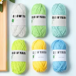 Glow In The Dark Soft DIY Knitting Yarn Crochet Colorful Thread High Elasticity Handmade Craft Material Skin Friendly Eco Friendly Creative Weaving Supplies For Spring Night Light Projects