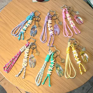 "Dopamine" Style Two-Tone Lanyard — Hand-Knotted Braided Rope Keychain, Creative Bag Charm & Key Accessory