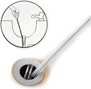 Sink Drain Overflow Cleaning Brush 17.7" Flexible Spiral Bristles Hair Catcher for Bathroom Tub Wash Basin Toilet Drains