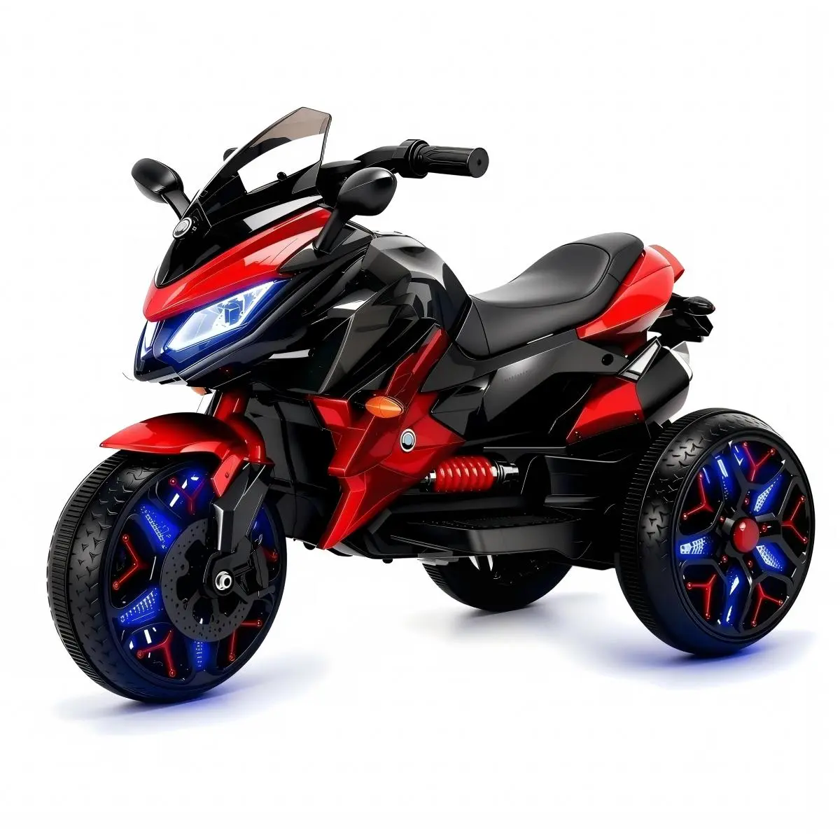 12V Kids Electric Ride On Motorcycle 3-Wheel Battery Powered Motorbike, Rechargeable Kids Ride On Toy with Training Wheels, PU Seat, Manual Hand Throttle, LED Light Up Wheels, Safe Outdoor Riding Vehicle for Toddlers Boys Girls Age 3+
