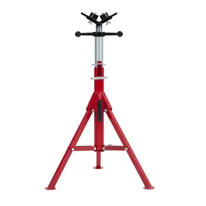 2-Piece Pipe Stand Set, 2 Ball Transfer Heavy-Duty Adjustable Pipe Jack Stand, V-Head Support for Welding, Pipe Threading, Construction, 28-52 Inch Adjustable Height, Folding Design