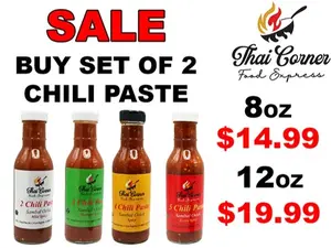 Thai Corner Food Express Spicy Chili Paste - 8oz & 12oz - Enhances Flavor with Spicy Kick - Versatile for Various Dishes