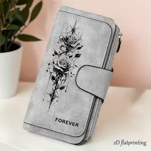 1pc Gothic-style flowers pattern women's long wallet, Ladies Wallet, multi-functional wallet, portable snap coin purse, birthday gift and daily commuting essential, perfect holiday gift, suitable for outdoor, travel and family use, 3.03CYJ-15