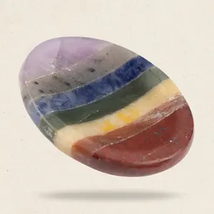 7 Chakra Worry Stone for Anxiety Relief, Healing Crystals & Natural Energy Healing Thumb Stone, Perfect Meditation & Spiritual Gift