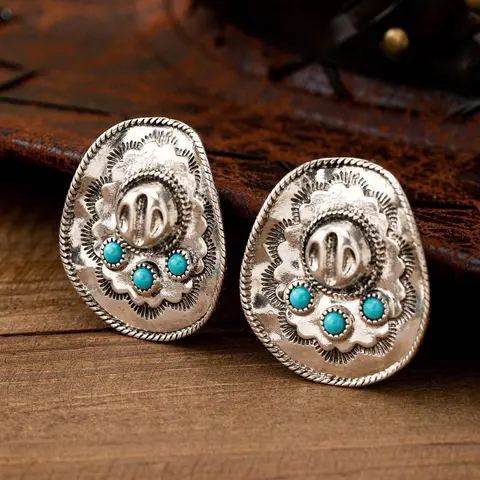 Vintage Western Cowboy Hat Design Earrings, Fashionable Jewelry for Women, Trendy All-match & Exquisite Jewelry for Birthday Gift