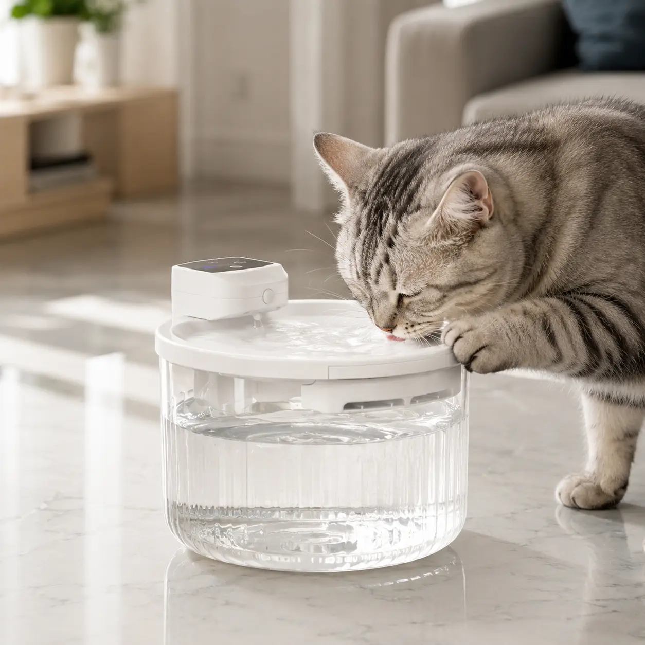 Wireless UV Sterilization Cat Water Dispenser, Quiet Automatic Circulation, Filtered Fresh Water Feeder