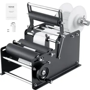 Summervibes VEVOR Manual Round Labeling Machine, 15-20pcs/min, Bottle Label Applicator for Round Bottles, Adjustable Manual Round Bottle Labeler Suitable for Bottle Diameter 0.78-4.72 inches (with Pressing Bar)