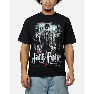 73Studio X Harry Potter '11 Deathly Hallows Vintage T-Shirt Black Acidwash