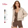 Yeokou Women's Zip Up Y2K  Short Hooded Sweatshirt Colorblock Zip Pullover Top - Stylish Cropped Fit & Comfortable Material for Casual Outings,back to school,back to school shopping