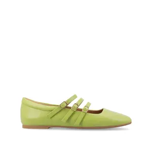 DARLIN VEGAN LEATHER FLATS IN WIDE - Green