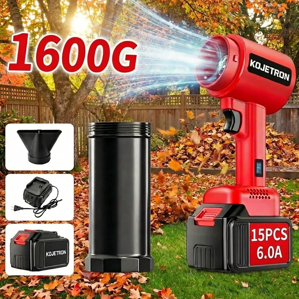 Real 1600 CFM Insane Wind Power Cordless Turbo Jet leaf blower – 15-Cell 6.0Ah High-Capacity Battery Long Runtime Battery, Brushless Beast! Powerful Leaf Blower for Yard Quick Car Drying Hack Blower Fast Snow Removal Tool Fast Campfire Blower Car Dryer