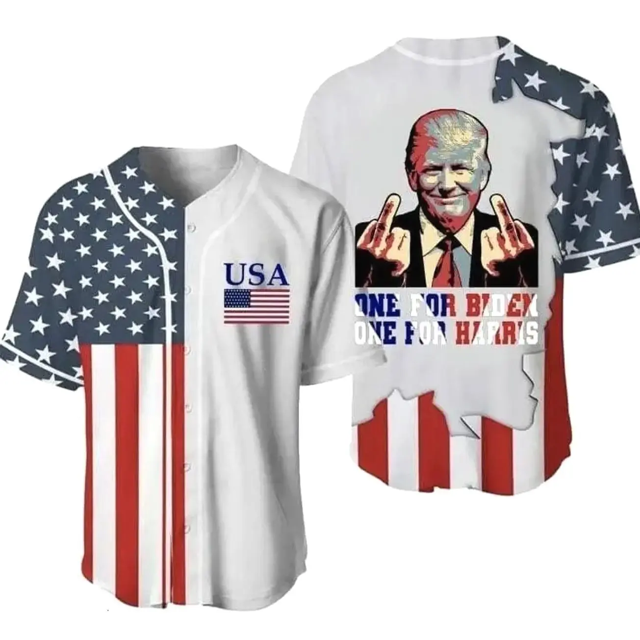 Trump Baseball Jersey, American Patriotic Graphic Shirt, Political Fan Sportswear, USA Western Style, Unisex Casual Apparel